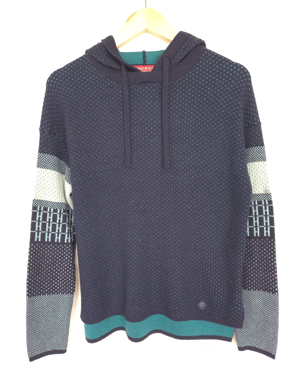 Krimson Klover Mover Maker Hoodie Sweater Womens Small S Merino Wool Blend Navy